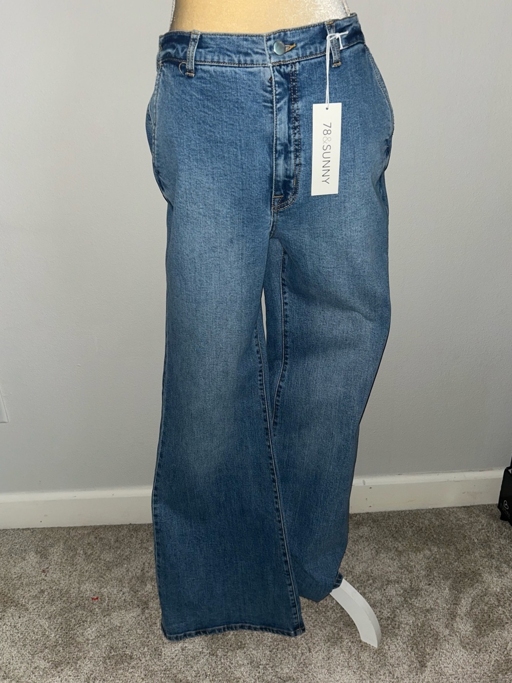 NWT 78&Sunny Eden Wide Leg Blue Jeans in Pacific Sz 12